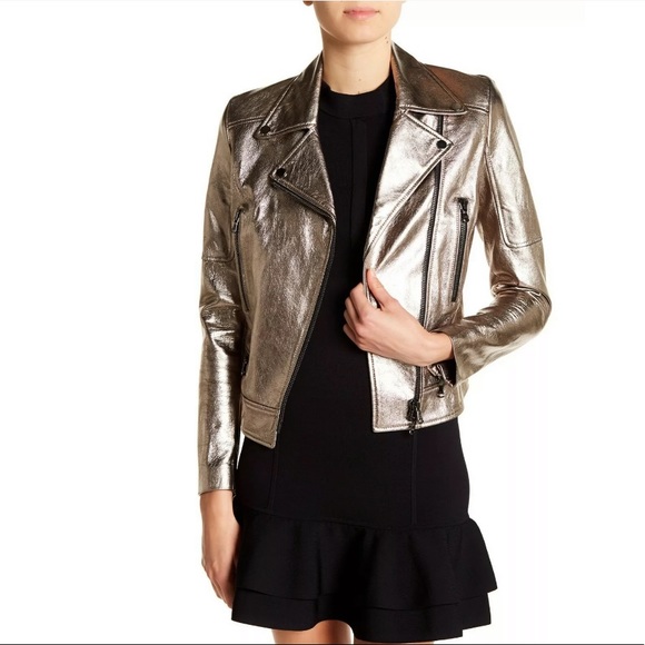 VERONICA BEARD Metallic MICA Leather Moto Jacket - Picture 2 of 8